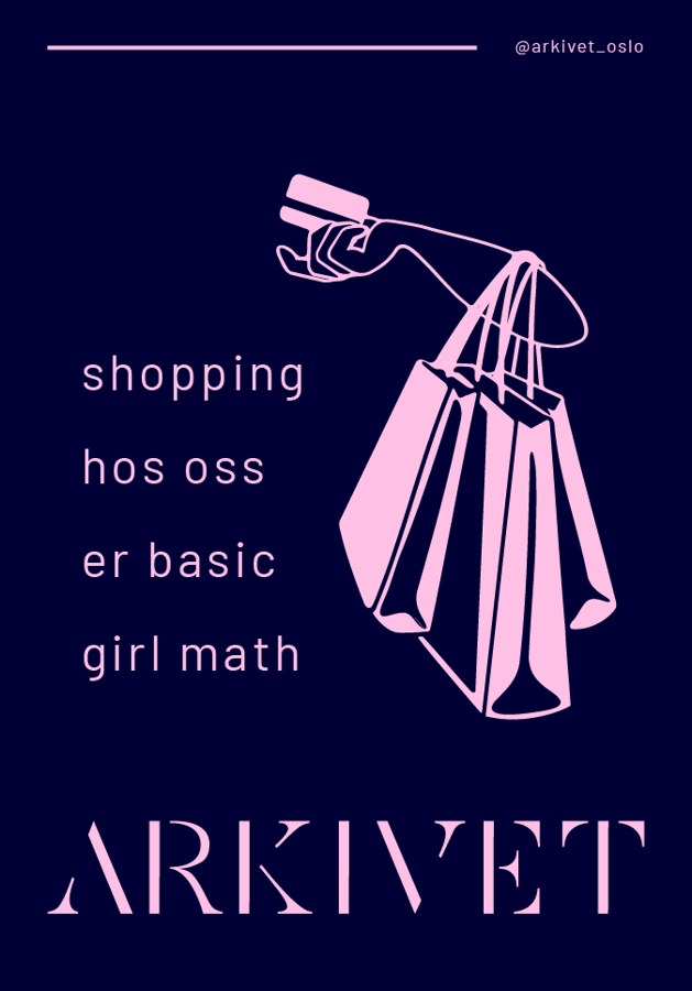 Plakat: shopping hos oss er basic girl math, marineblå
